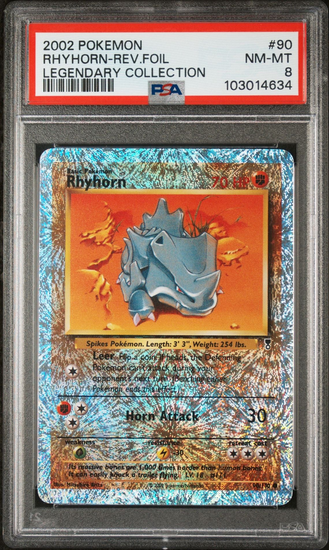 Rhyhorn #90 - [Reverse Holo, Graded PSA 8] Legendary Collection - Image 2