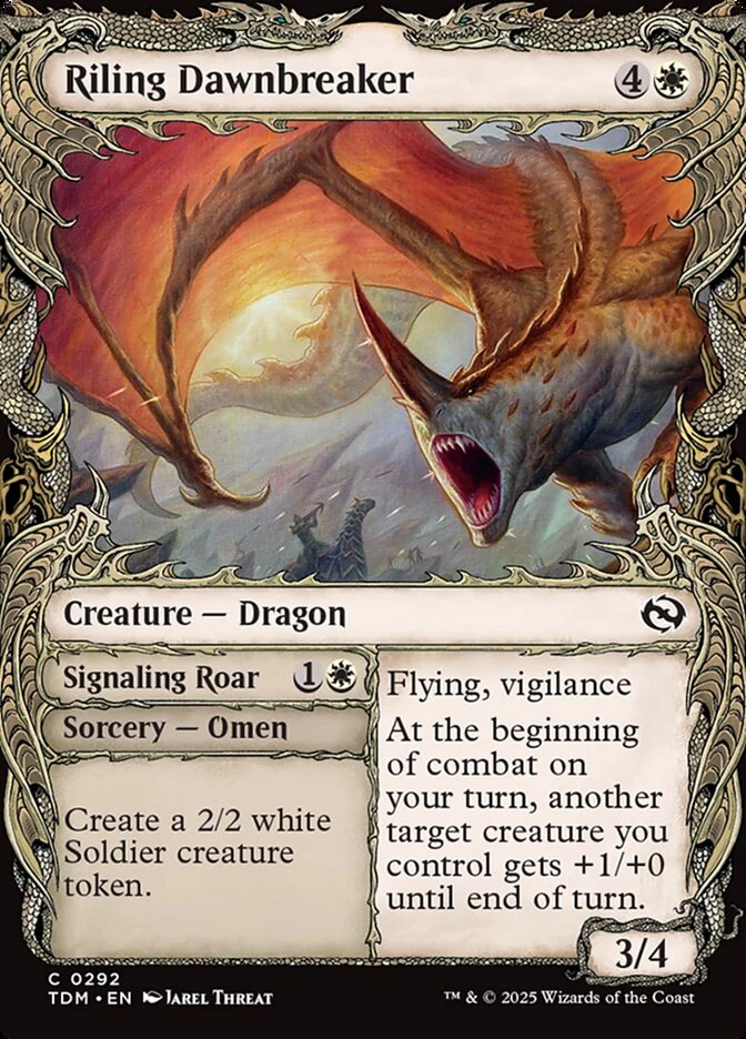 Riling Dawnbreaker // Signaling Roar (292) - [Foil, Showcase] Tarkir: Dragonstorm (TDM)