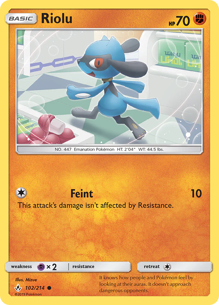 Riolu (102/214) - [Reverse Holo] Unbroken Bonds (UNB)