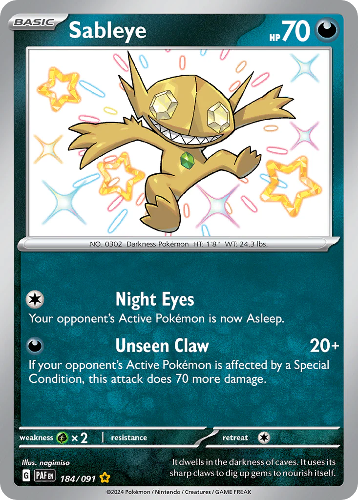 Sableye (184/91) - [Shiny Holo] Paldean Fates (PAF)
