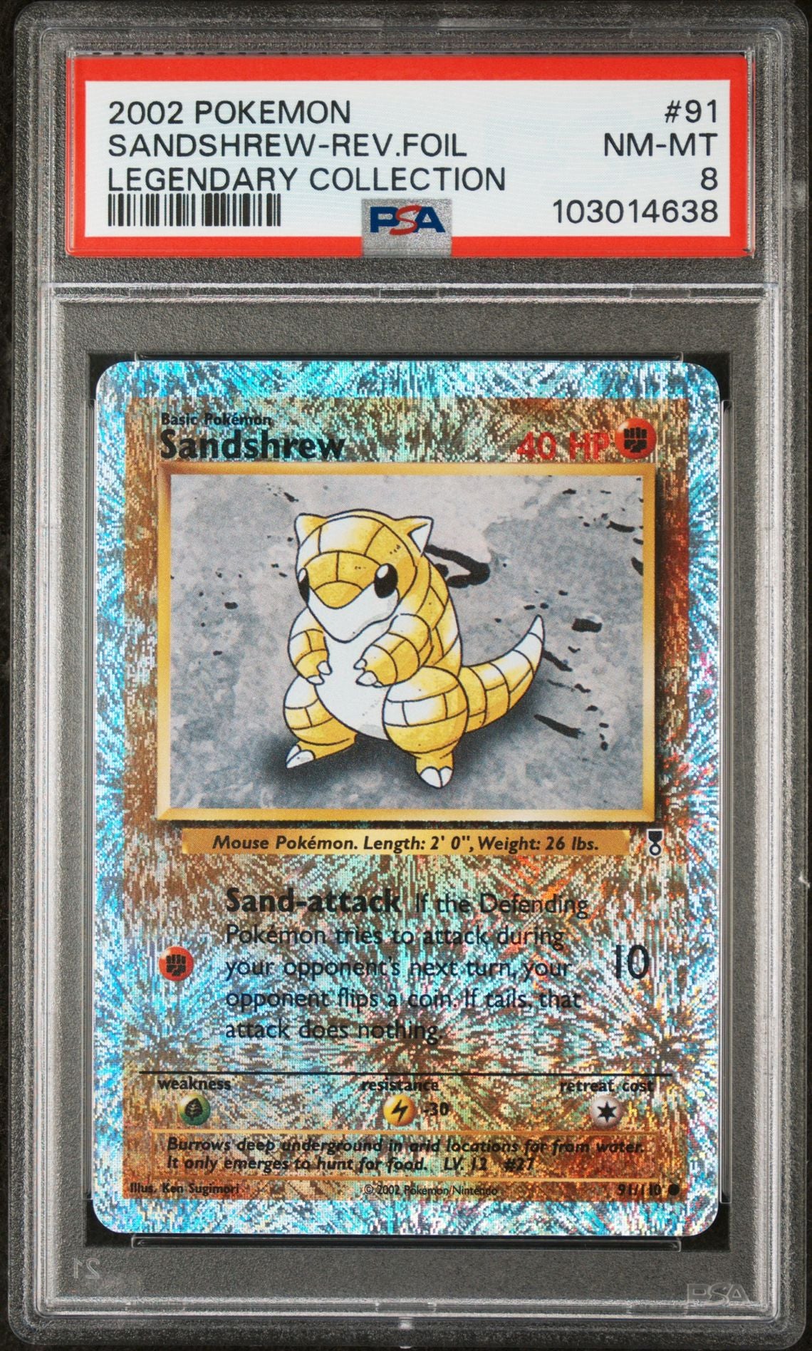 Sandshrew #91 - [Reverse Holo, Graded PSA 8] Legendary Collection - Image 2