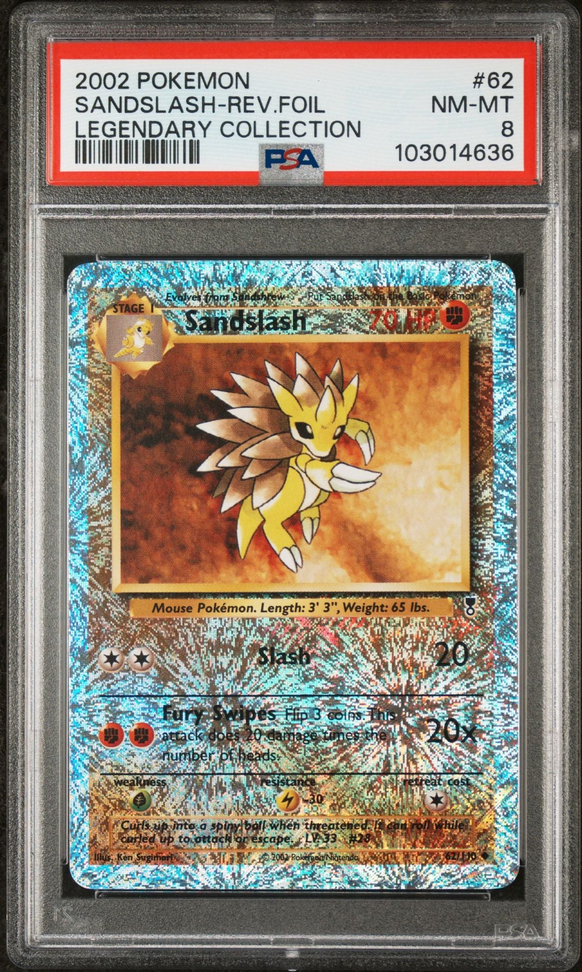Sandslash #62 - [Reverse Holo, Graded PSA 8] Legendary Collection - Image 2
