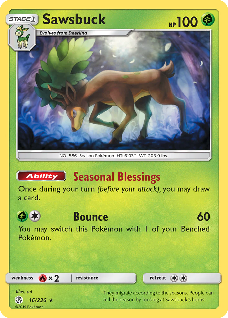 Sawsbuck (16/236) - [Reverse Holo] Cosmic Eclipse (CEC)