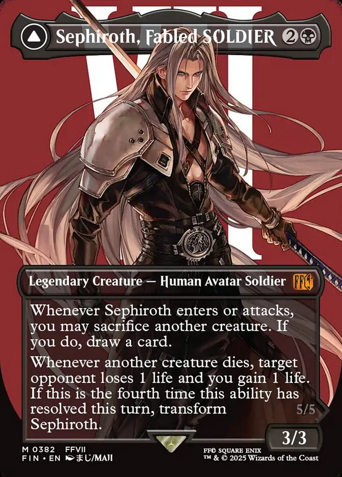 Sephiroth, Fabled SOLDIER // Sephiroth, One-Winged Angel (382) - [Borderless] Final Fantasy (FIN)