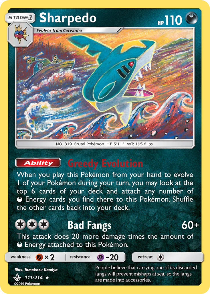 Sharpedo (111/214) - [Reverse Holo] Unbroken Bonds (UNB)