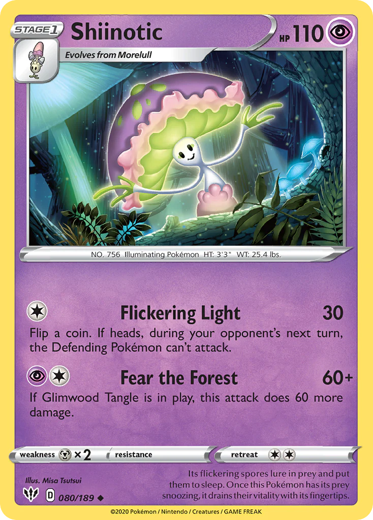 Shiinotic (80/189) - [Reverse Holo] Darkness Ablaze (DAA)