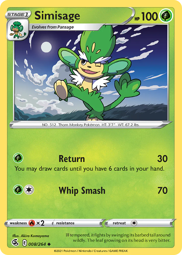 Simisage (8/264) - [Reverse Holo] Fusion Strike (FST)