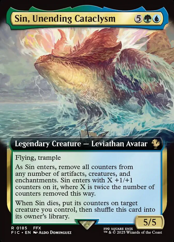 Sin, Unending Cataclysm (185) - [Foil, Extended Art] Final Fantasy Commander (FIC)