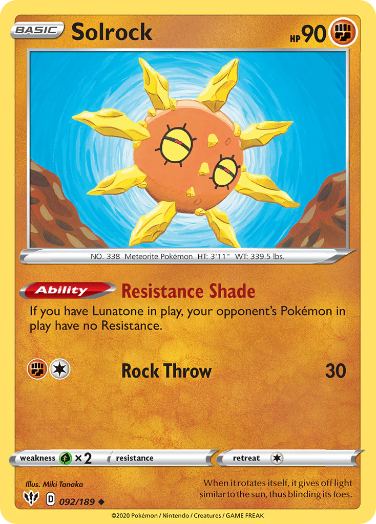 Solrock (92/189) - Darkness Ablaze (DAA)