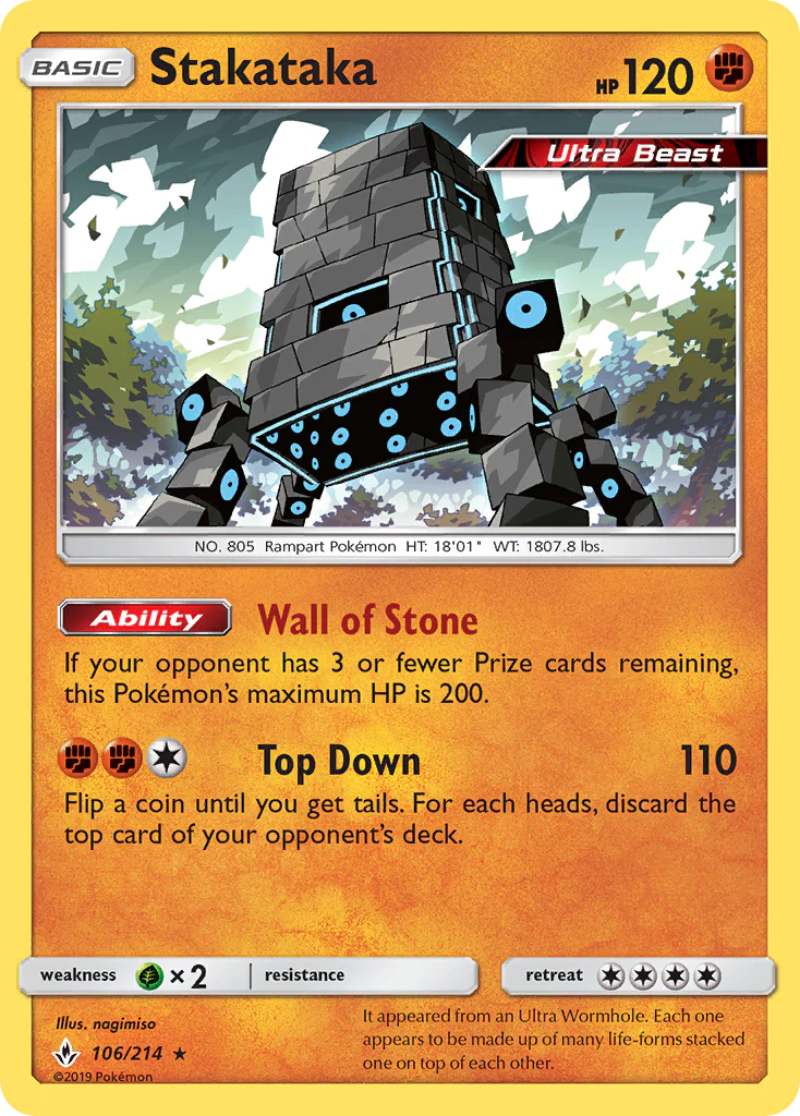 Stakataka (106/214) - [Reverse Holo] Unbroken Bonds (UNB)