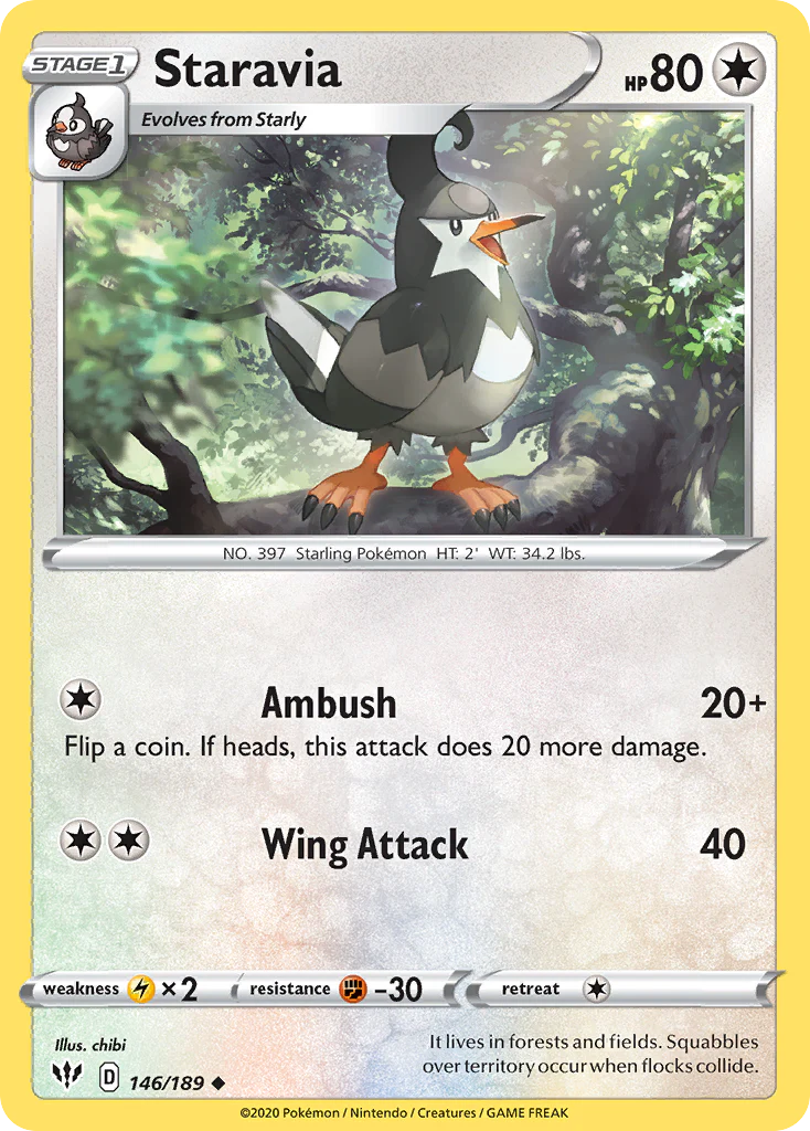 Staravia (146/189) - [Reverse Holo] Darkness Ablaze (DAA)