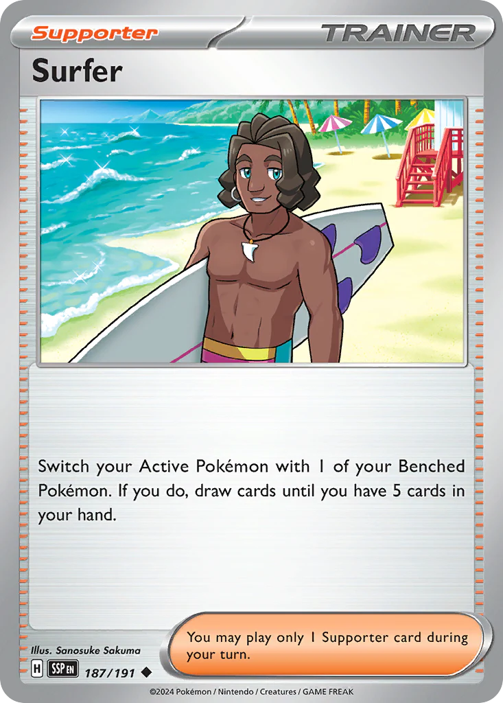 Surfer (187/191) - [Reverse Holo] Surging Sparks (SSP)