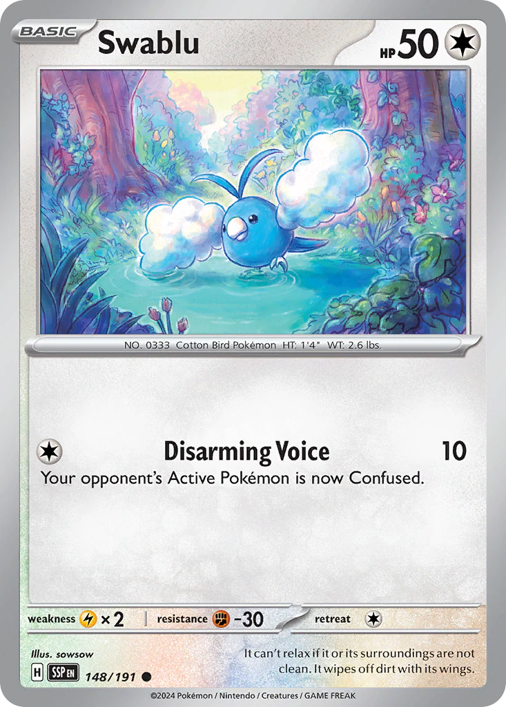 Swablu (148/191) - [Reverse Holo] Surging Sparks (SSP)