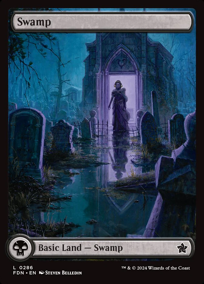 Swamp (286) - [Foil, Full Art] Foundations (FDN)