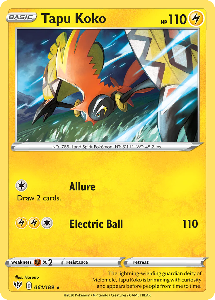 Tapu Koko (61/189) - [Reverse Holo] Darkness Ablaze (DAA)