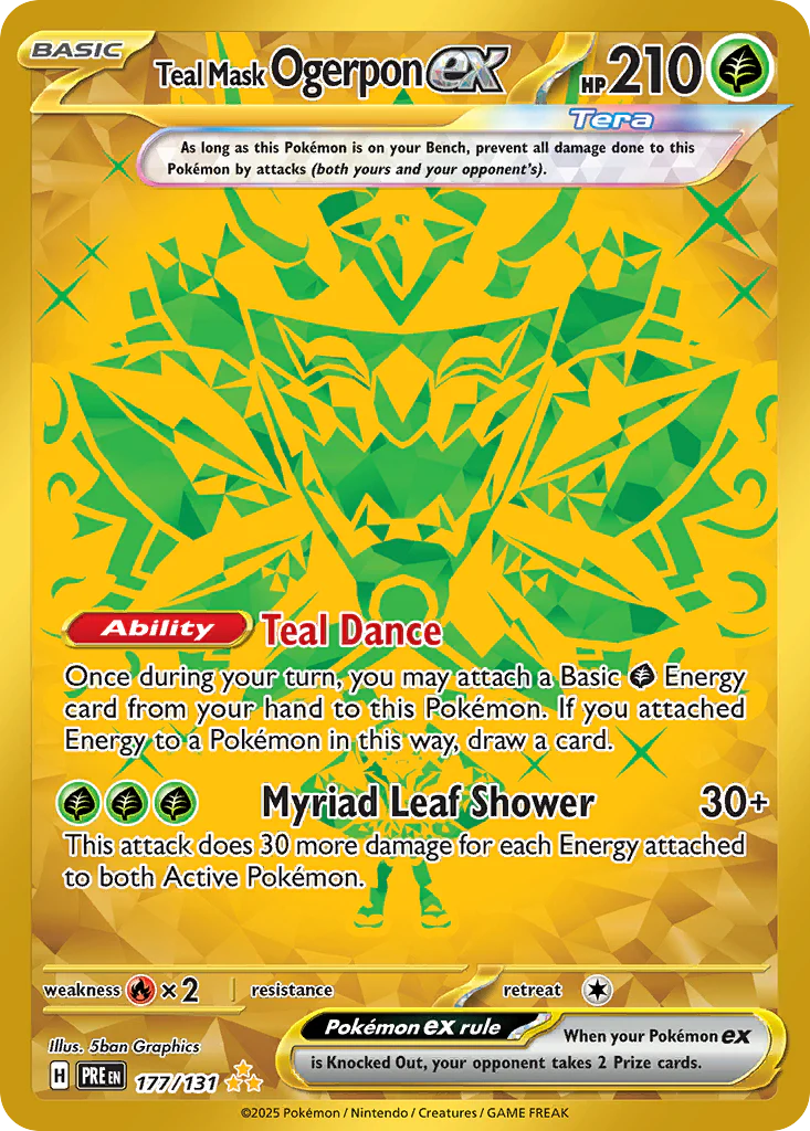 Teal Mask Ogerpon ex (177/131) - [Gold Holo] Prismatic Evolutions (PRE)