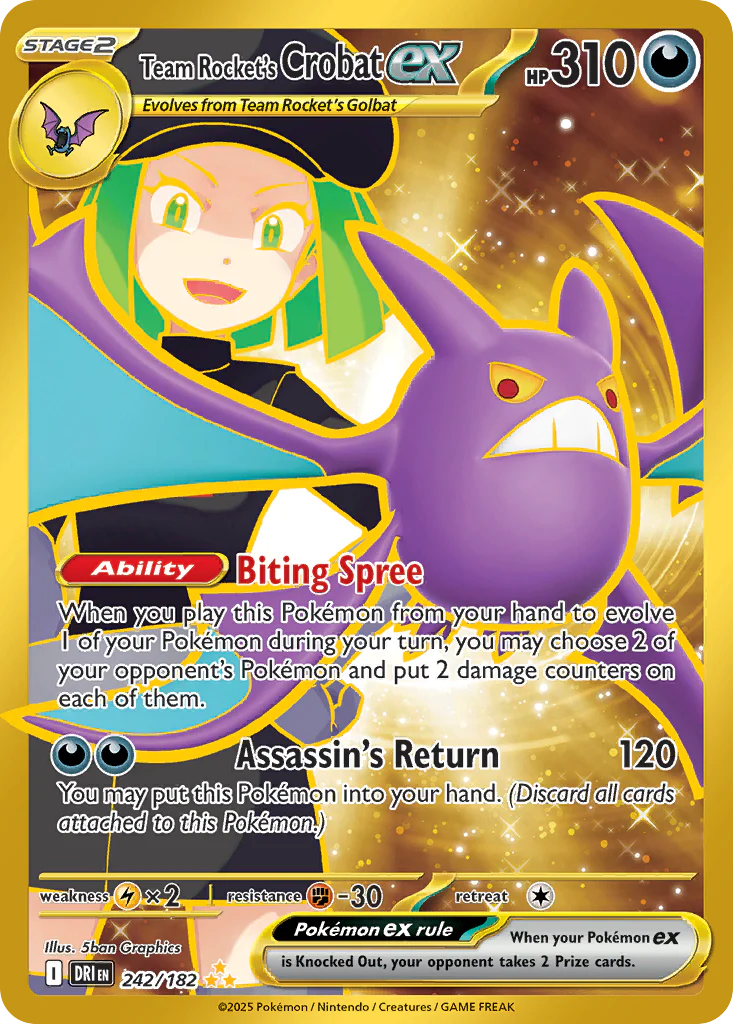 Team Rocket's Crobat ex (242/182) - [Gold Holo] Destined Rivals (DRI)