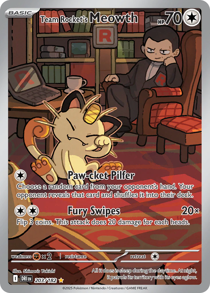 Team Rocket's Meowth (203/182) - [Illustration Rare] Destined Rivals (DRI)