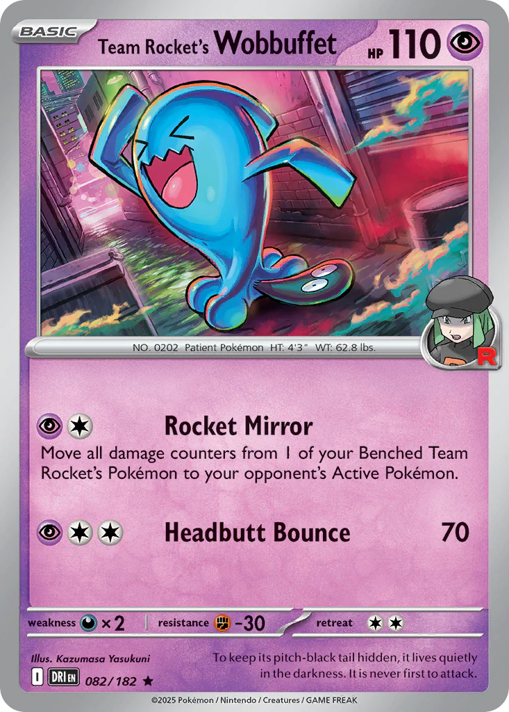 Team Rocket's Wobbuffet (82/182) - [Reverse Holo] Destined Rivals (DRI)