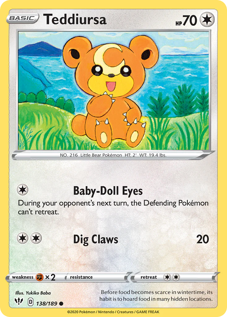 Teddiursa (138/189) - [Reverse Holo] Darkness Ablaze (DAA)