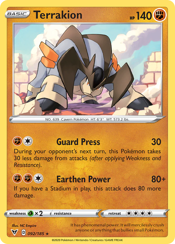 Terrakion (92/185) - [Reverse Holo] Vivid Voltage (VIV)