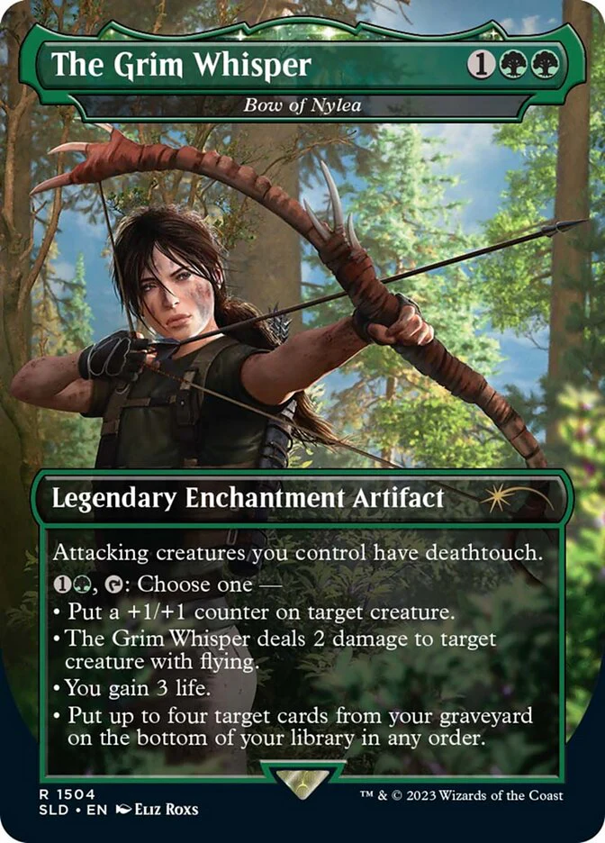 The Grim Whisper - Bow of Nylea - [Foil, Borderless] Secret Lair Drop (SLD)
