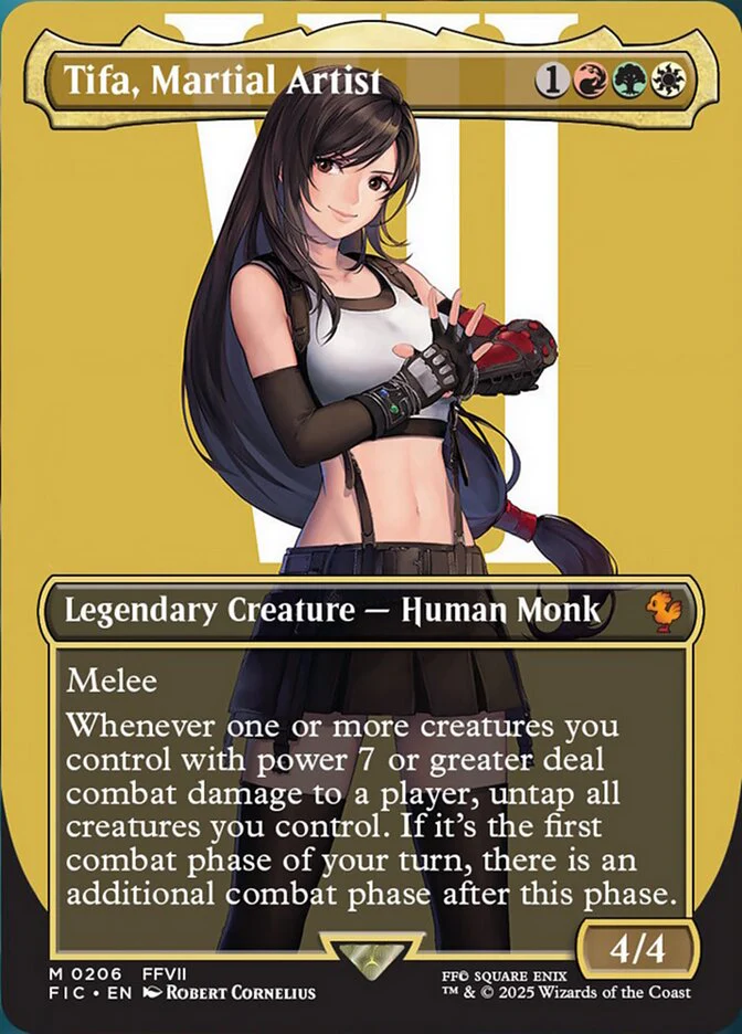 Tifa, Martial Artist (206) - [Foil, Borderless] Final Fantasy Commander (FIC)