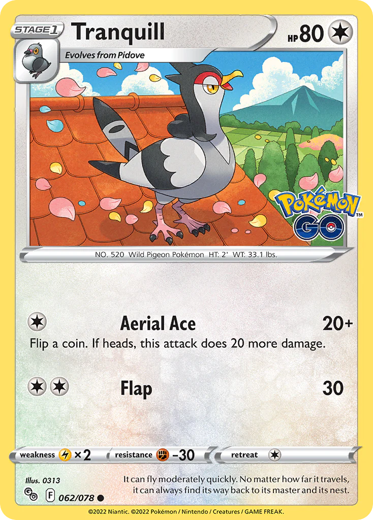 Tranquill (62/78) - [Reverse Holo] Pokemon GO (PGO)