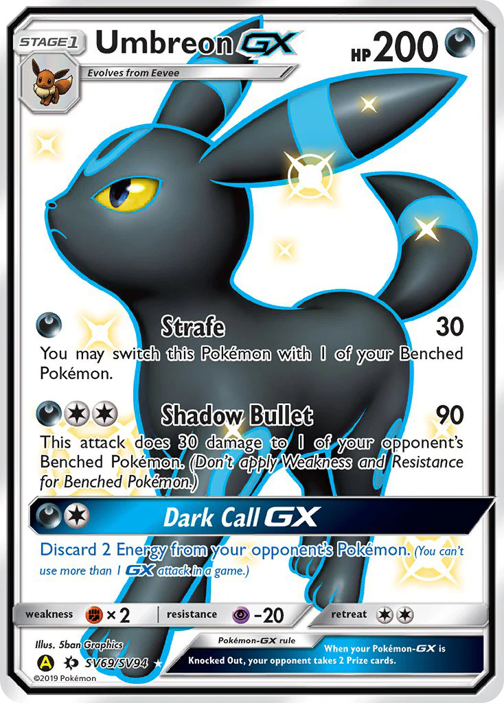 Umbreon-GX (SV69/94) - [Holo Foil] Hidden Fates Shiny Vault (HIFSV)