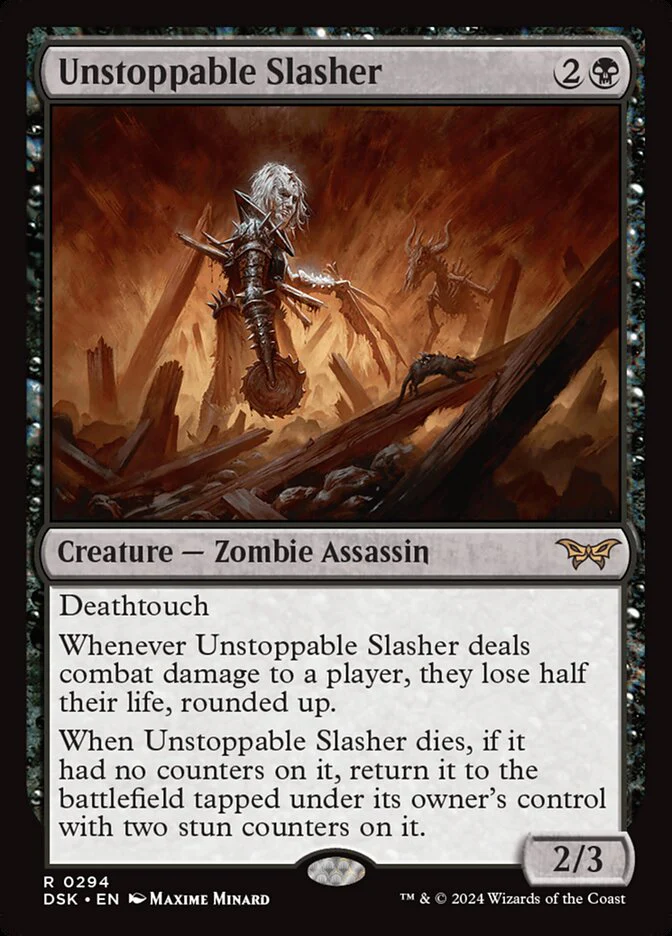 Unstoppable Slasher - [Foil, Lurking Evil] Duskmourn: House of Horror (DSK)