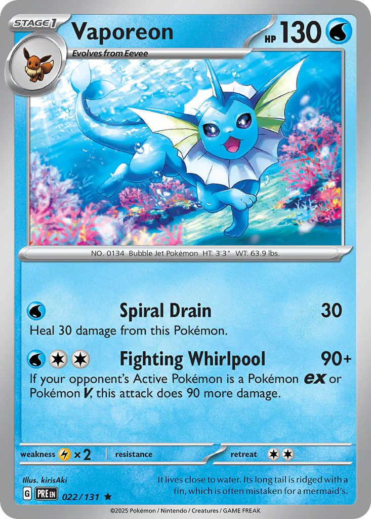 Vaporeon (22/131) - [Reverse Holo] Prismatic Evolutions (PRE)