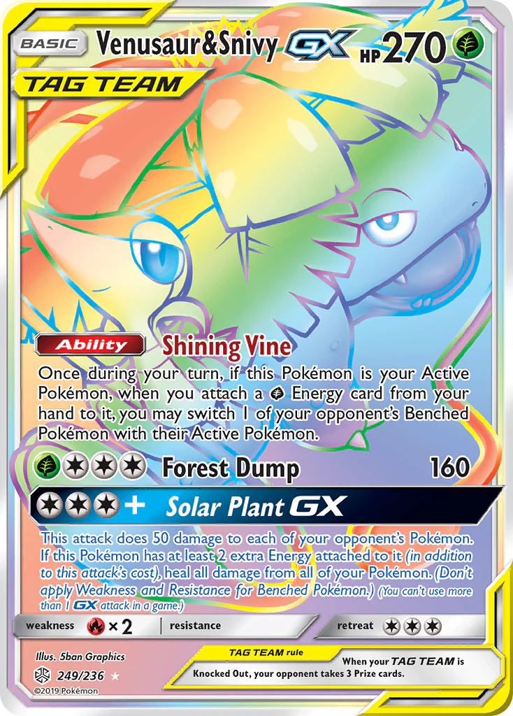 Venusaur & Snivy-GX (249/236) - [Rainbow Holo] Cosmic Eclipse (CEC)