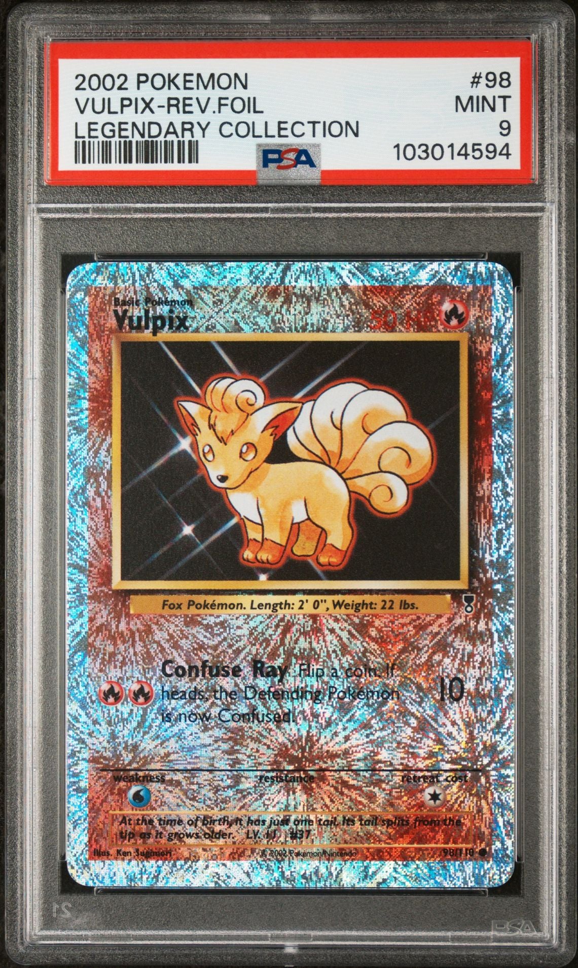 Vulpix #98 - [Reverse Holo, Graded PSA 9] Legendary Collection