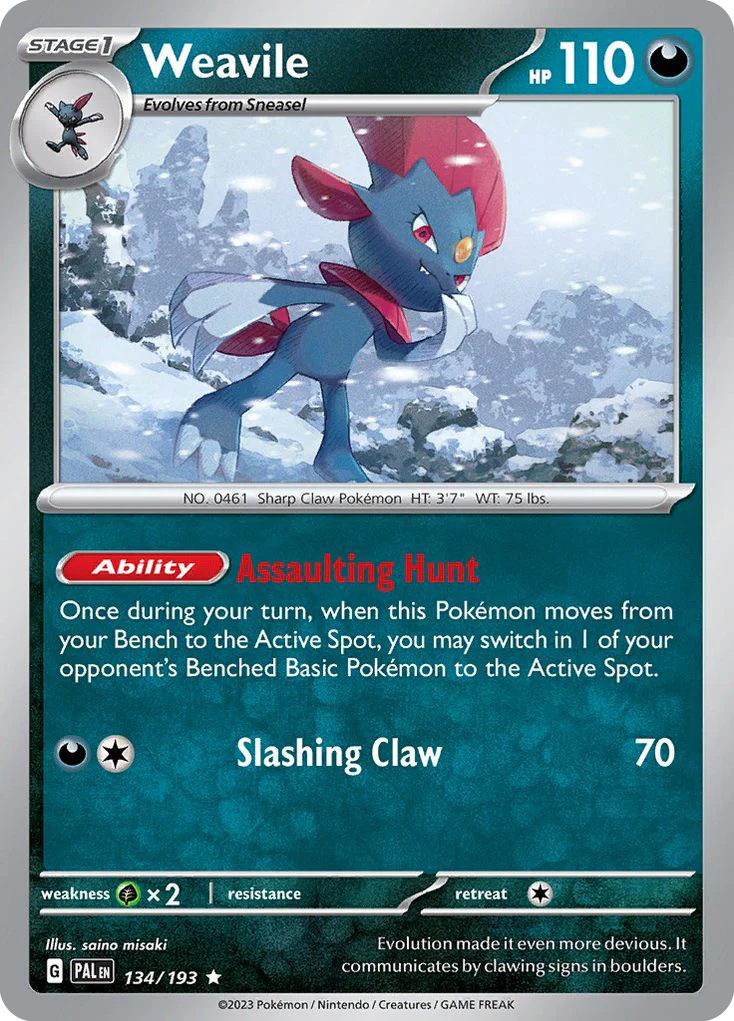 Weavile (134/193) - [Reverse Holo] Paldea Evolved (PAL)