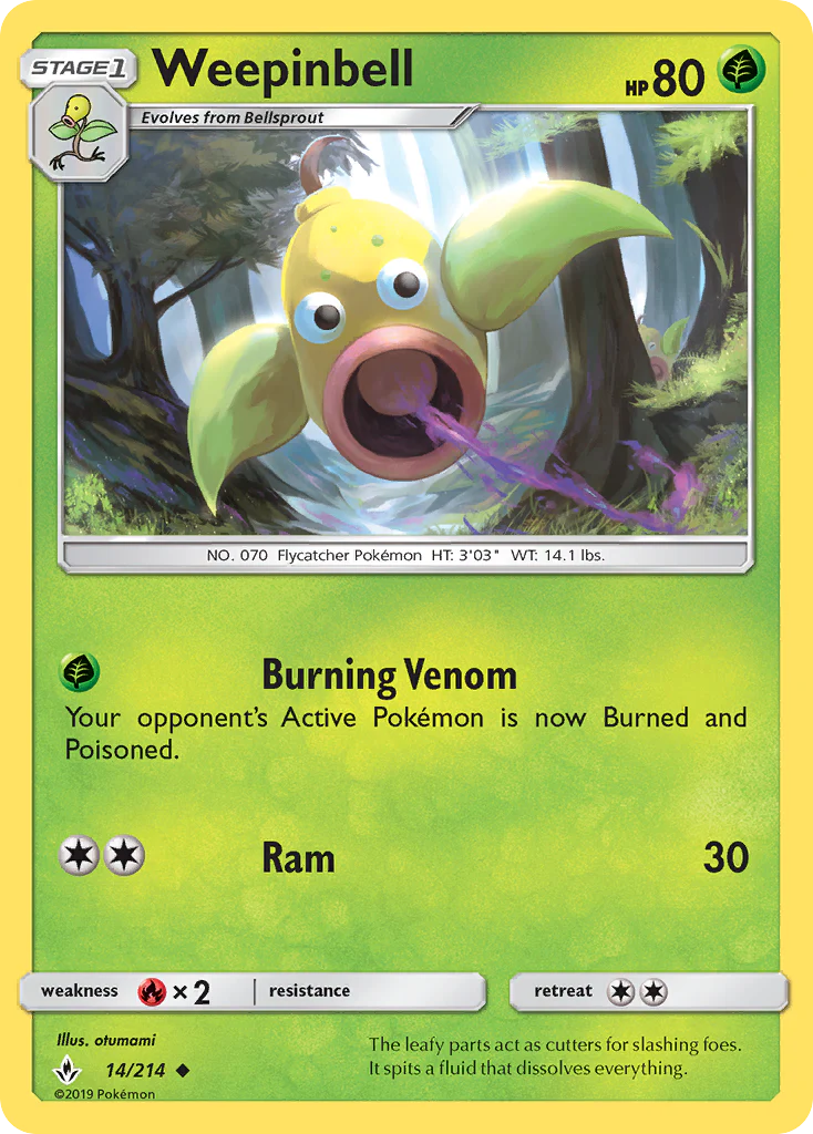 Weepinbell (14/214) - [Reverse Holo] Unbroken Bonds (UNB)