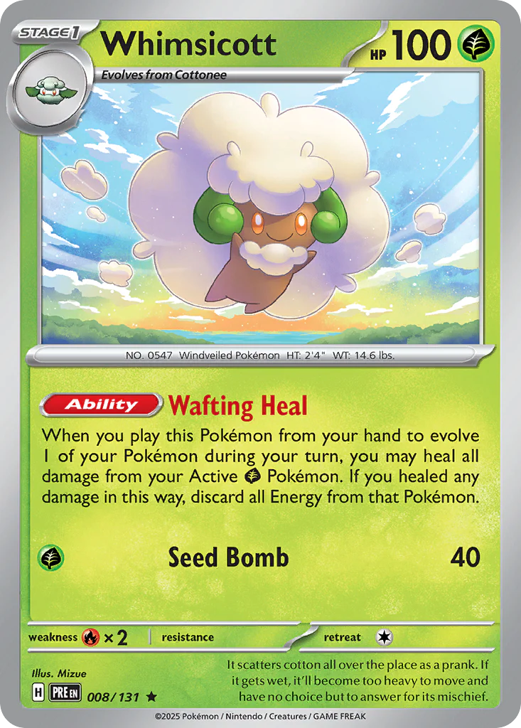 Whimsicott (8/131) - [Reverse Holo] Prismatic Evolutions (PRE)
