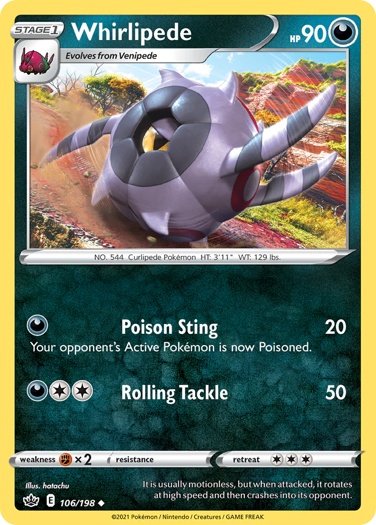 Whirlipede (106/198) - [Reverse Holo] Chilling Reign (CRE)