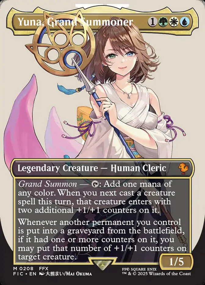 Yuna, Grand Summoner (208) - [Foil, Borderless] Final Fantasy Commander (FIC)