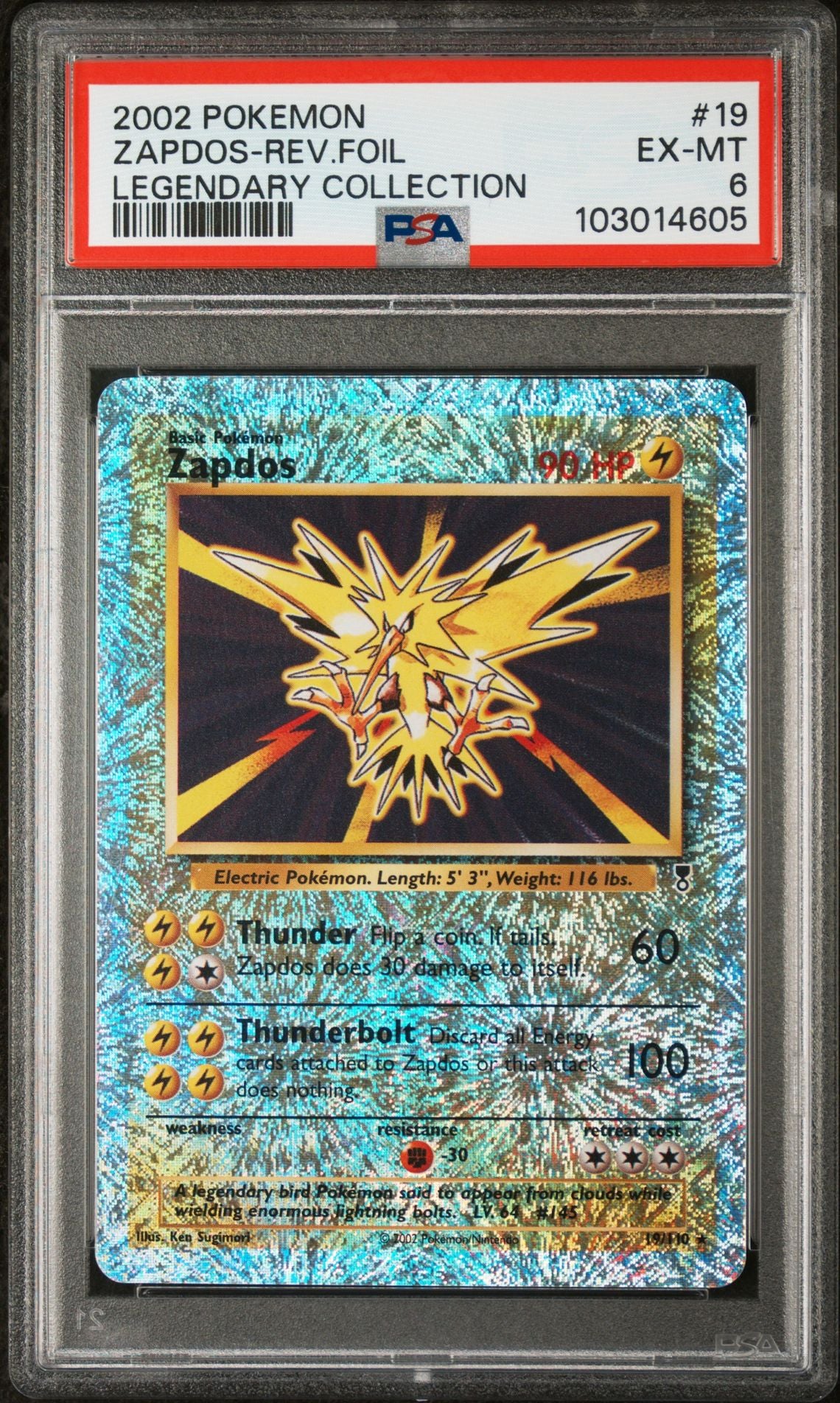 Zapdos #19 - [Reverse Holo, Graded PSA 6] Legendary Collection